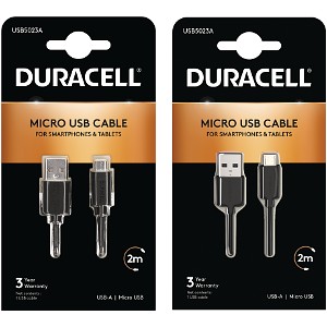 Duracell 1m+2m Cabo USB-A para Micro USB
